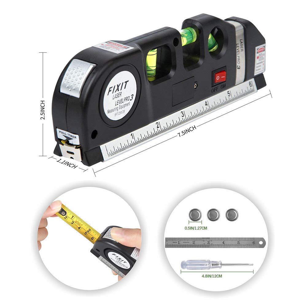 Spirit Level, Multipurpose Laser Measure Tool, Spirit Level Standard Metric Ruler Laser Measuring Tape - DropSells